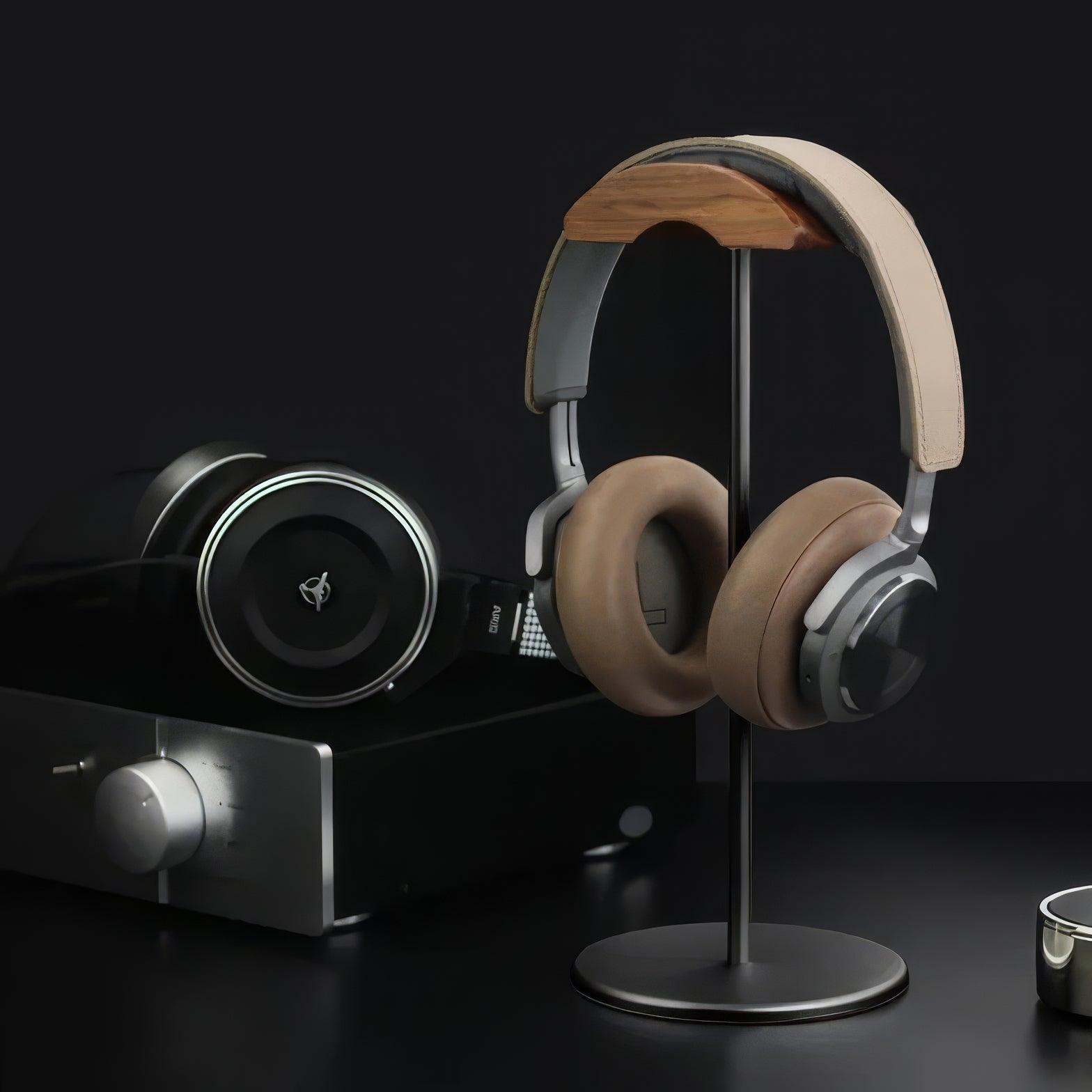 Support de casque en Noyer et Aluminium - FlatDesk